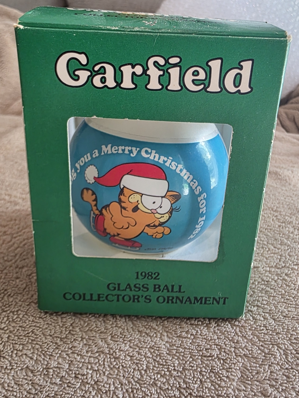 Enesco 1982 Garfield Glass Ball Collectors Ornament Christmas Collection Vintage